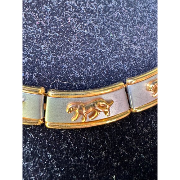 Gold & Silver Panther Link Collar Necklace With Hinged Clasp - Picture 7 of 7